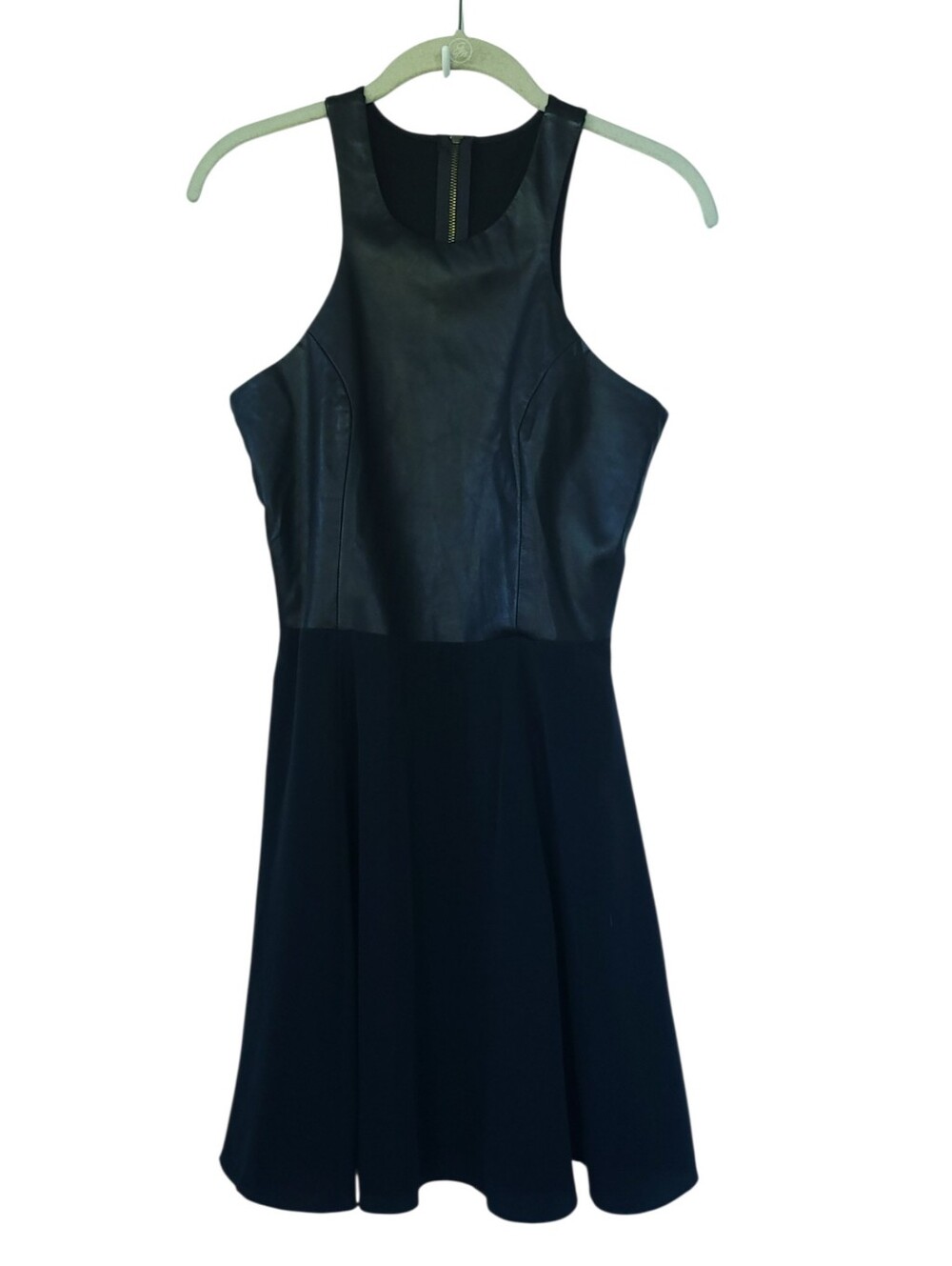 Mason Lambskin Silk Cutout Back Fit Flare Mini Dress Black Sz 4 Designer Party